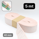 5 meters Elastic Lurex Band with Silver Stripes-40mm - ACCESSOIRES LEDUC BV